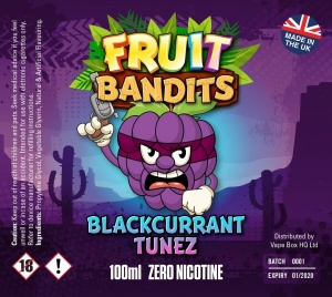 Fruit Bandits - Blackcurrant Tunes E-Liquid 100ml - 0mg